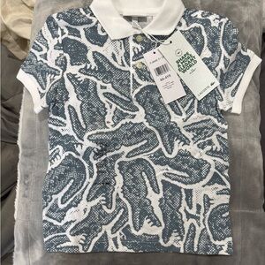 Lacoste Kids Polo with Blue and White Pattern